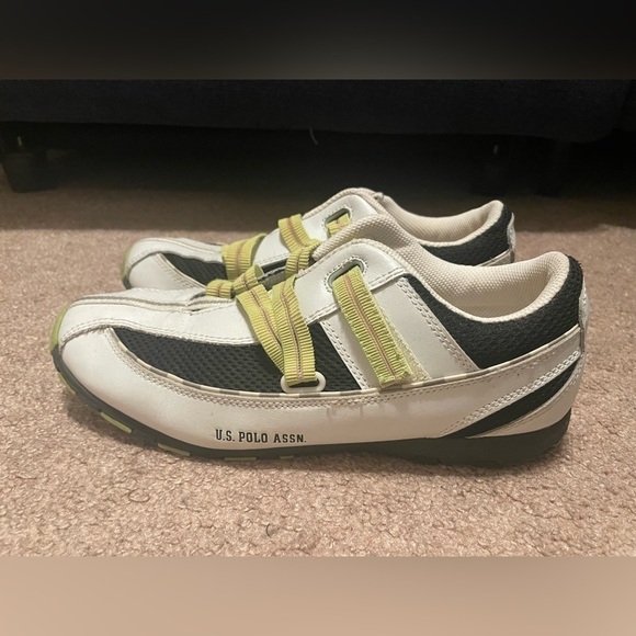 US Polo Assn white yellow Velcro strap on sneakers size 9.5 M - Picture 6 of 9